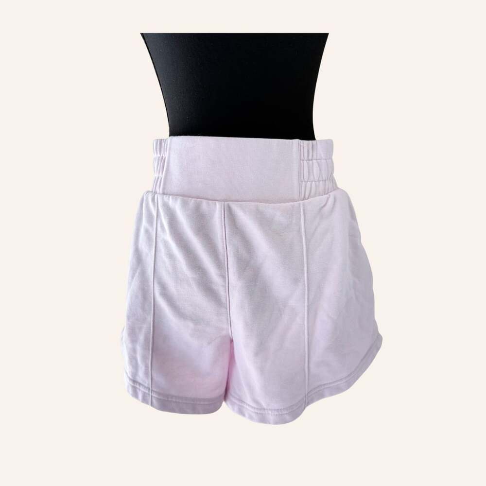 Adidas Light Pink High-Waisted Sweat Shorts Size L